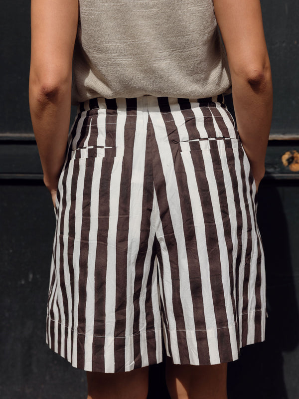 TOAST - Stripe Block Print Cotton Shorts