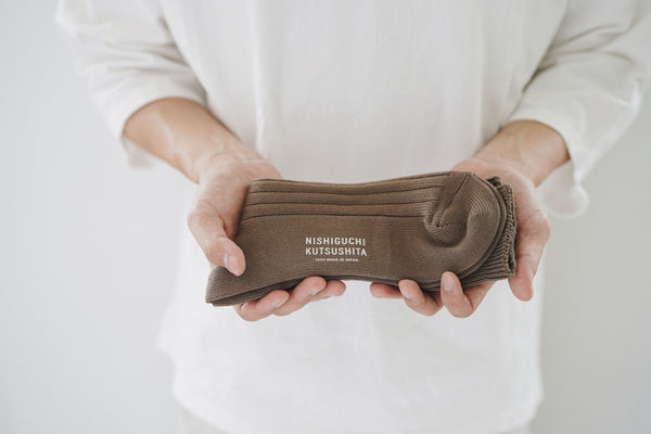 NISHIGUCHI KUTSUSHITA - Egyptian Cotton Ribbed Socks