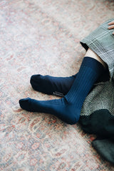 NISHIGUCHI KUTSUSHITA - Silk Cotton Ribbed Socks