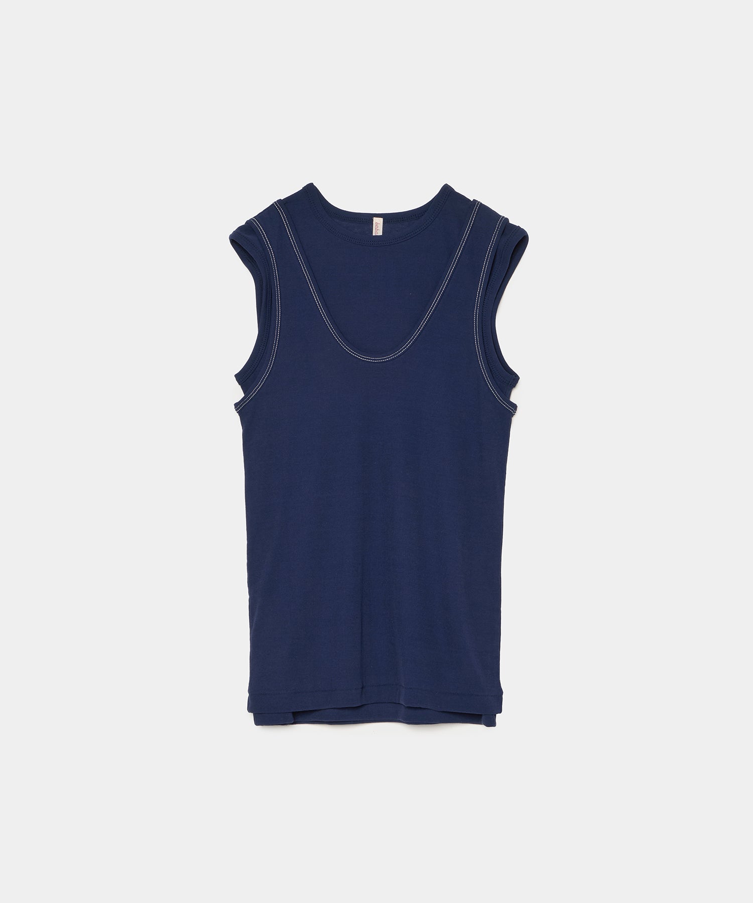 Twisted Cotton Sleeveless  2 Piece Top - Navy