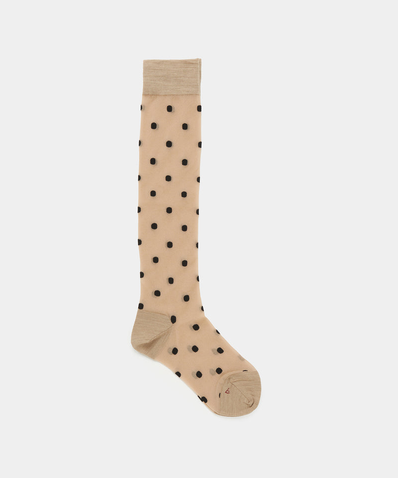 BABACO - Sheer Dot Stocking - BEIGE AND BLACK