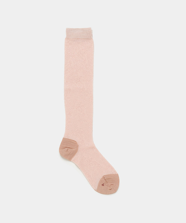 BABACO - Floral Lace Knee High Socks - LIGHT PINK