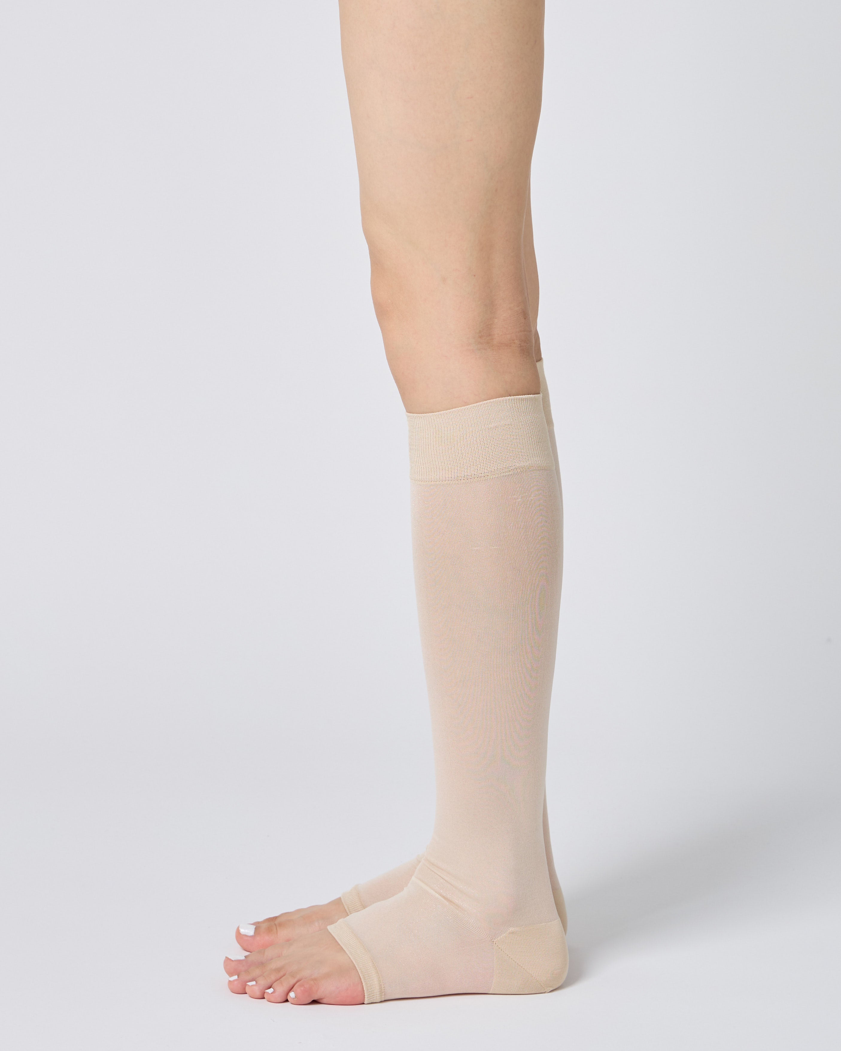Toeless Sheer Knee High Socks - Ivory