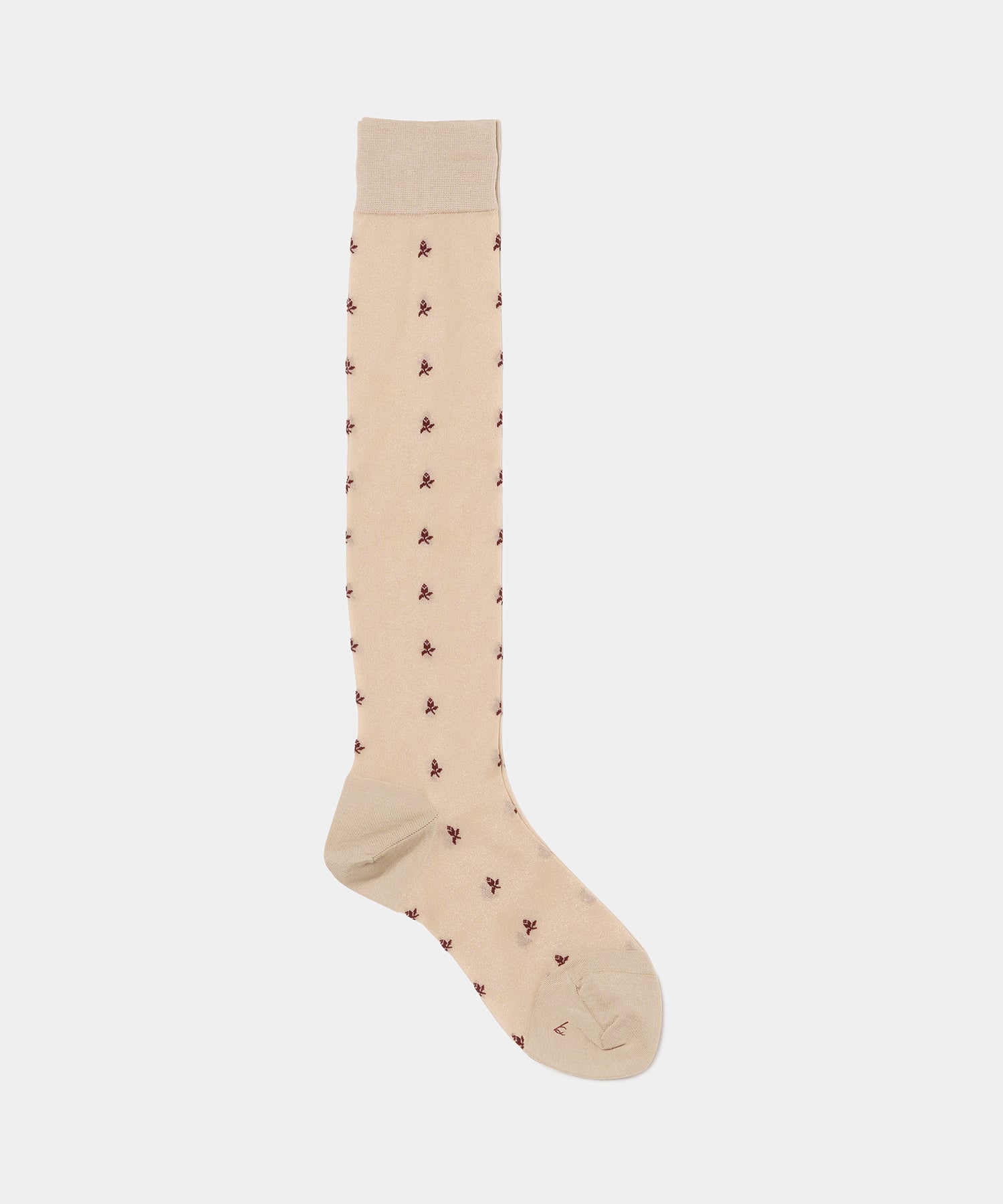 Tiny Flower Sheer Knee High Socks - Beige