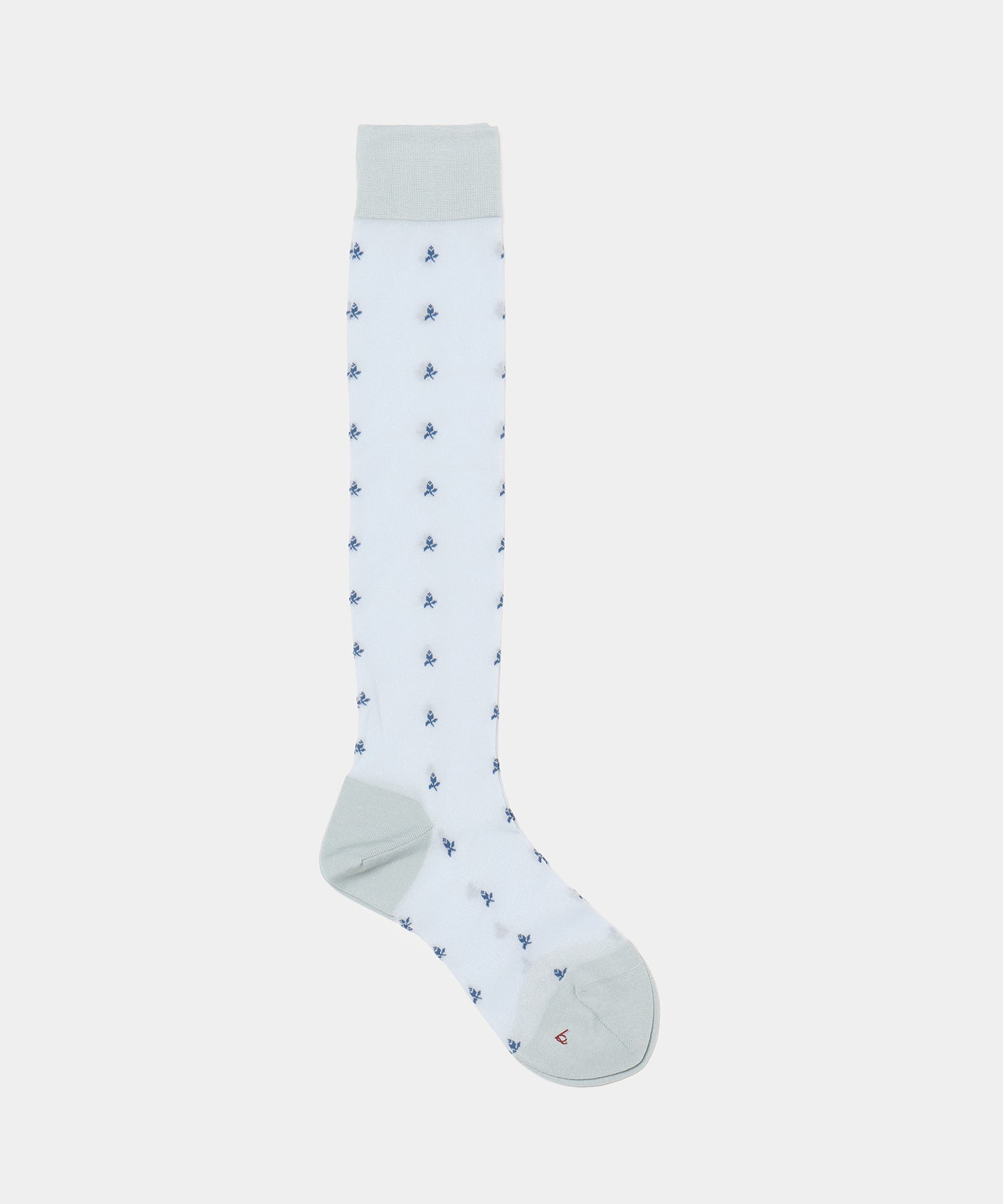 Tiny Flower Sheer Knee High Socks - Light Blue