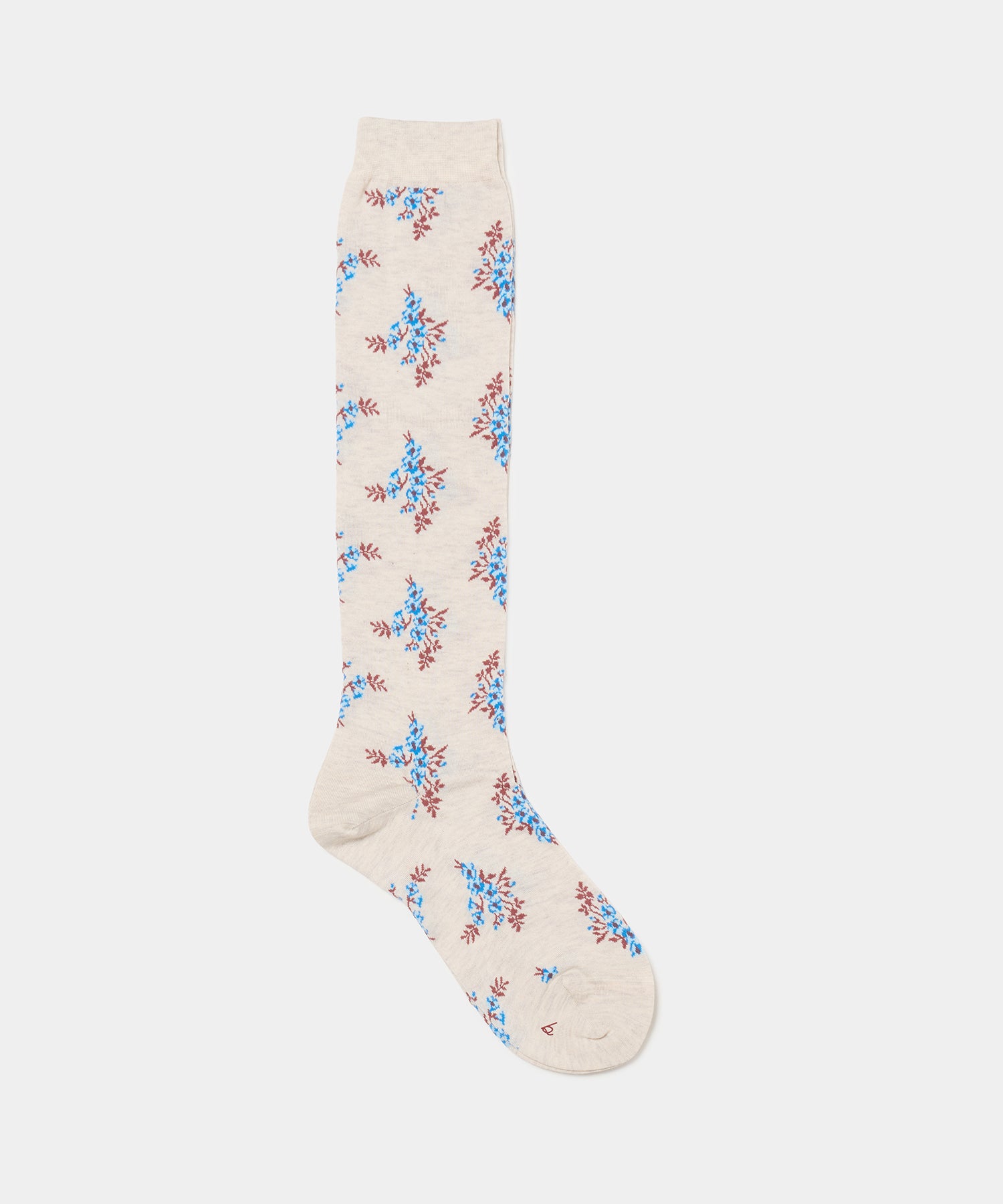 Floral Knee High Socks - Off-white