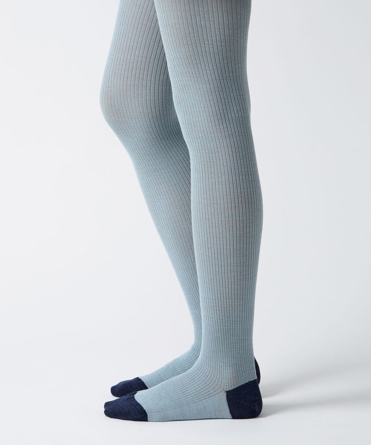 Ribbed Wool Tights - Light Blue