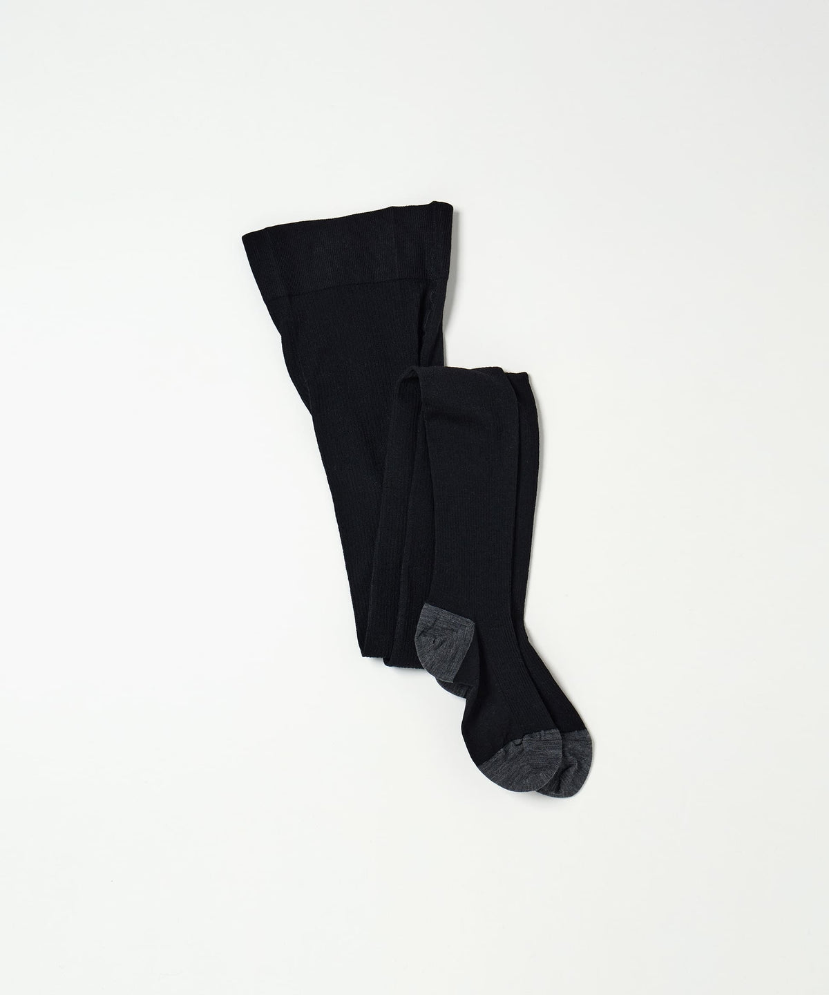 Ribbed Wool Tights - Black
