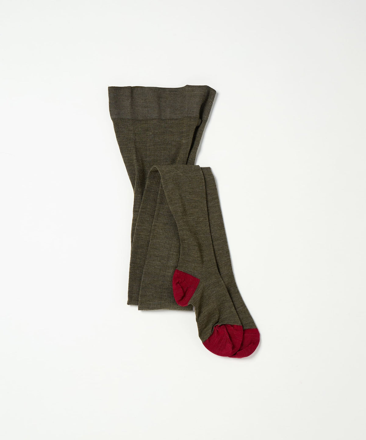 Ribbed Wool Tights - Khaki