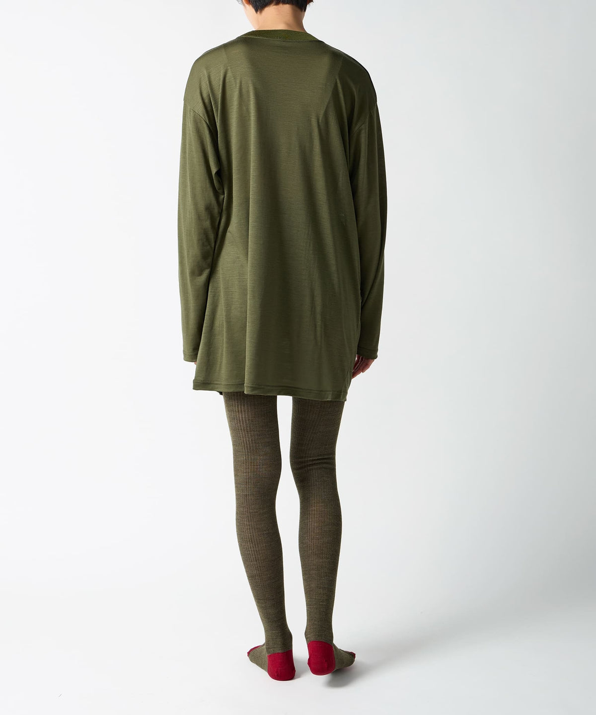 Ribbed Wool Tights - Khaki