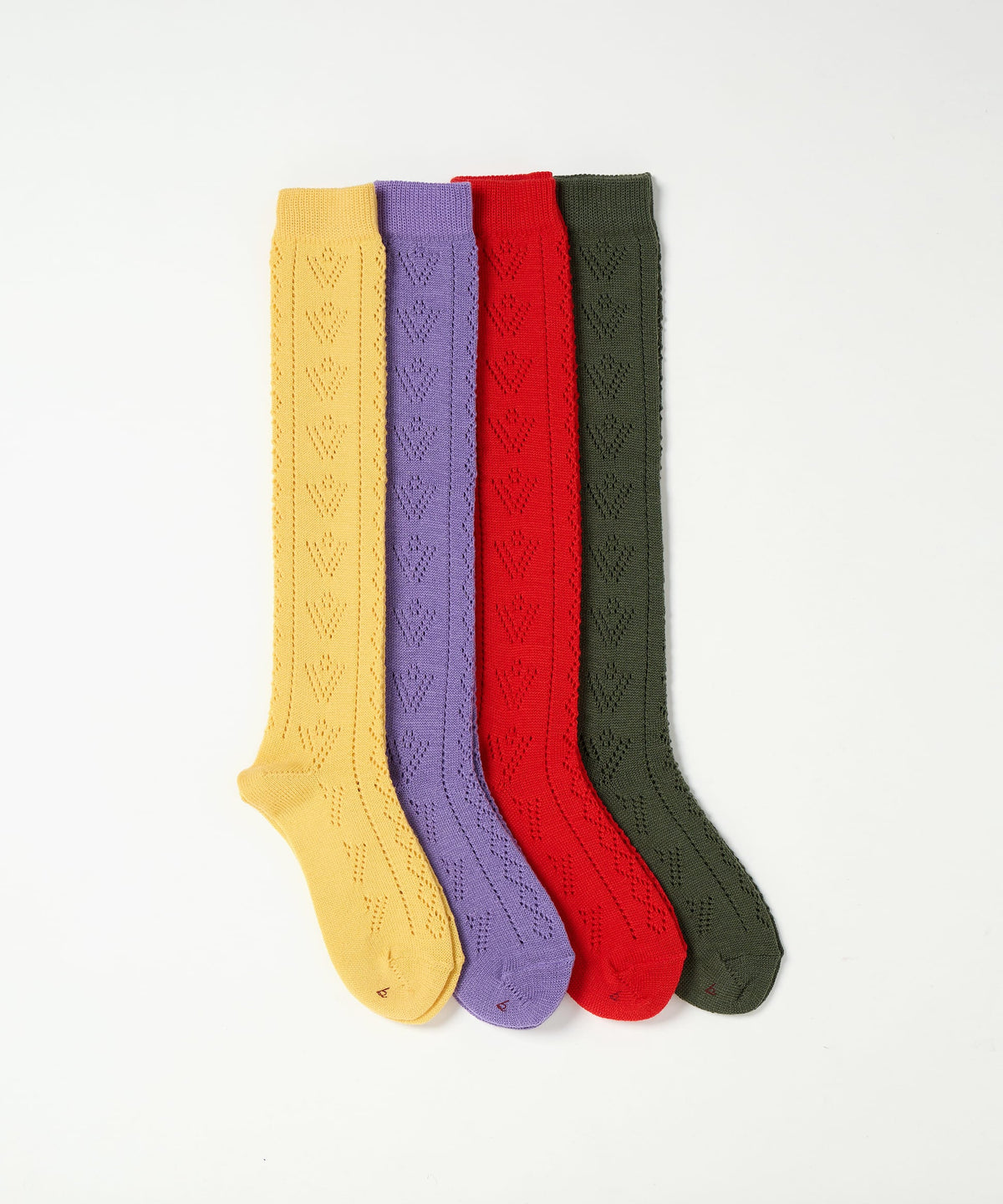 Eyelet Knee High Socks - Yellow