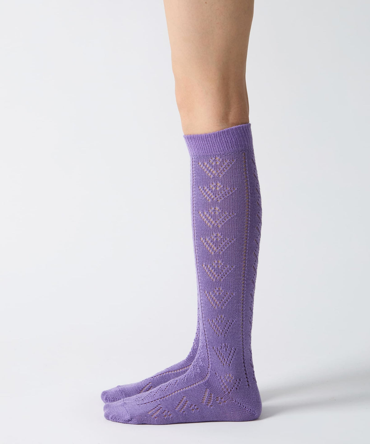 Eyelet Knee High Socks - Lavender
