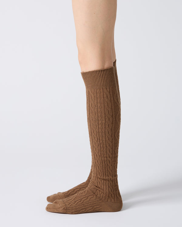 BABACO - CABLE KNEE HIGH SOCKS - CARAMEL