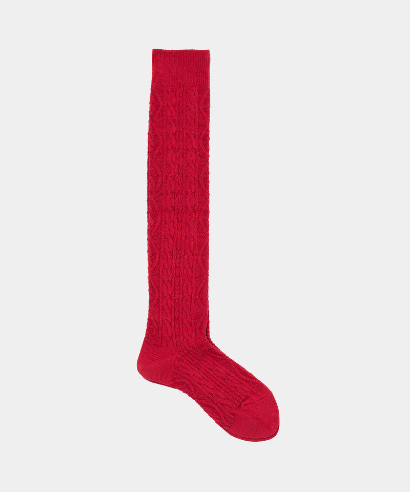 BABACO - CABLE KNEE HIGH SOCKS - RED
