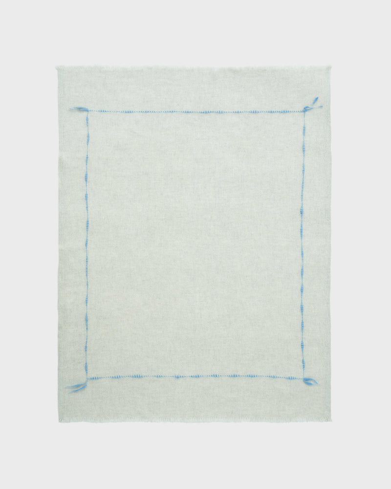 Air Throw Blanket - Natural White w/Blue