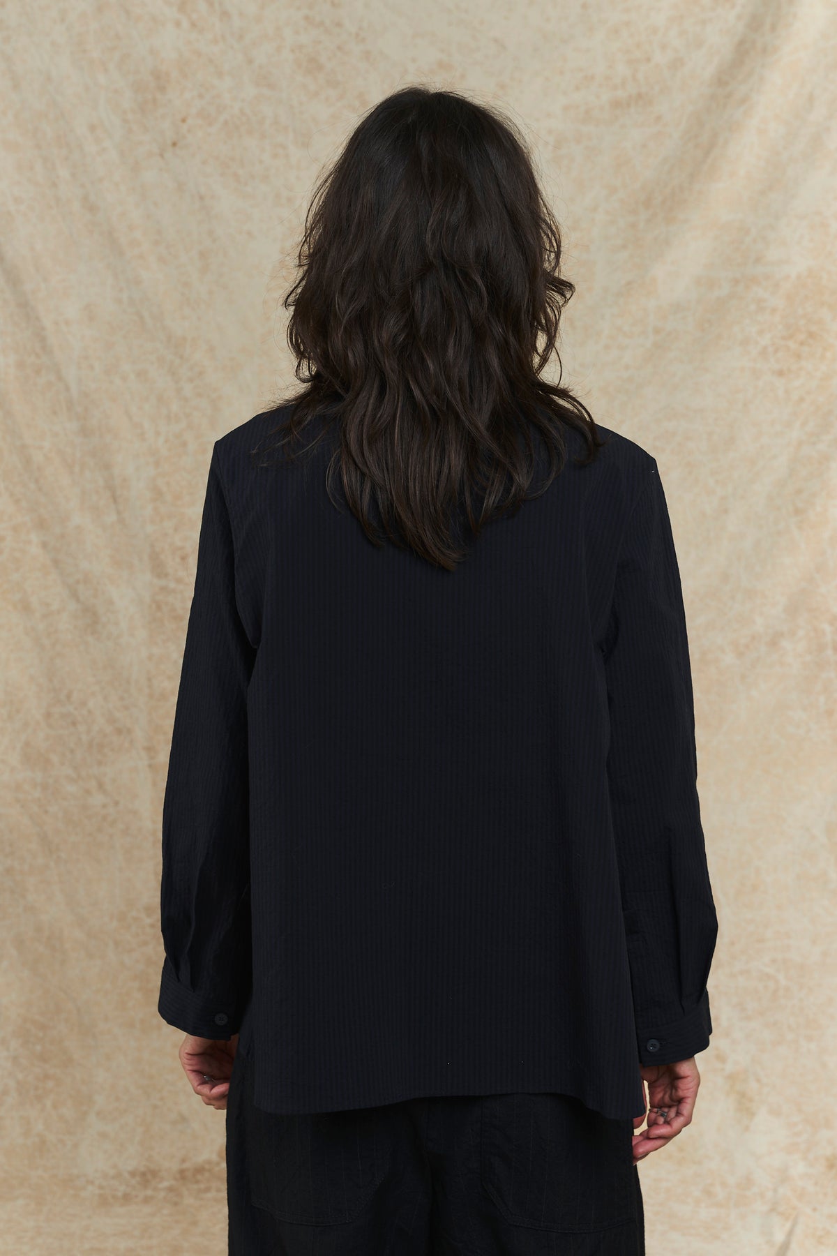Jenny Shirt Jacket - Black Navy Stripe
