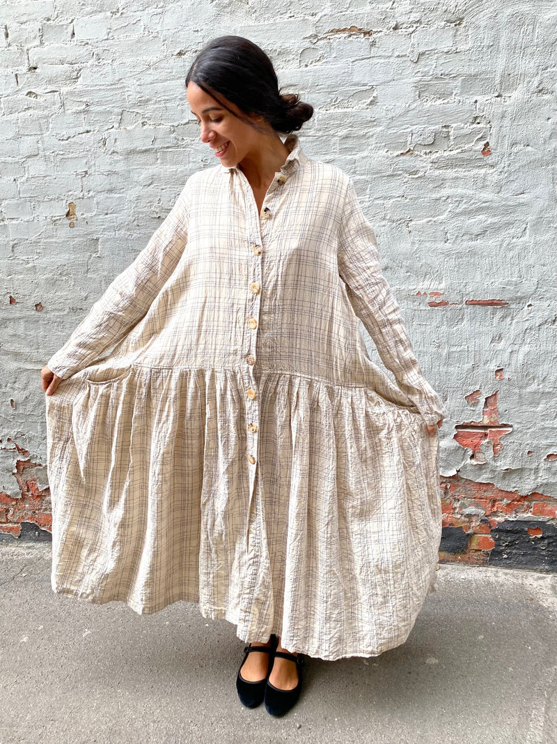 RICORRROBE - BD DRESS - TEXTURED LINEN CHECK