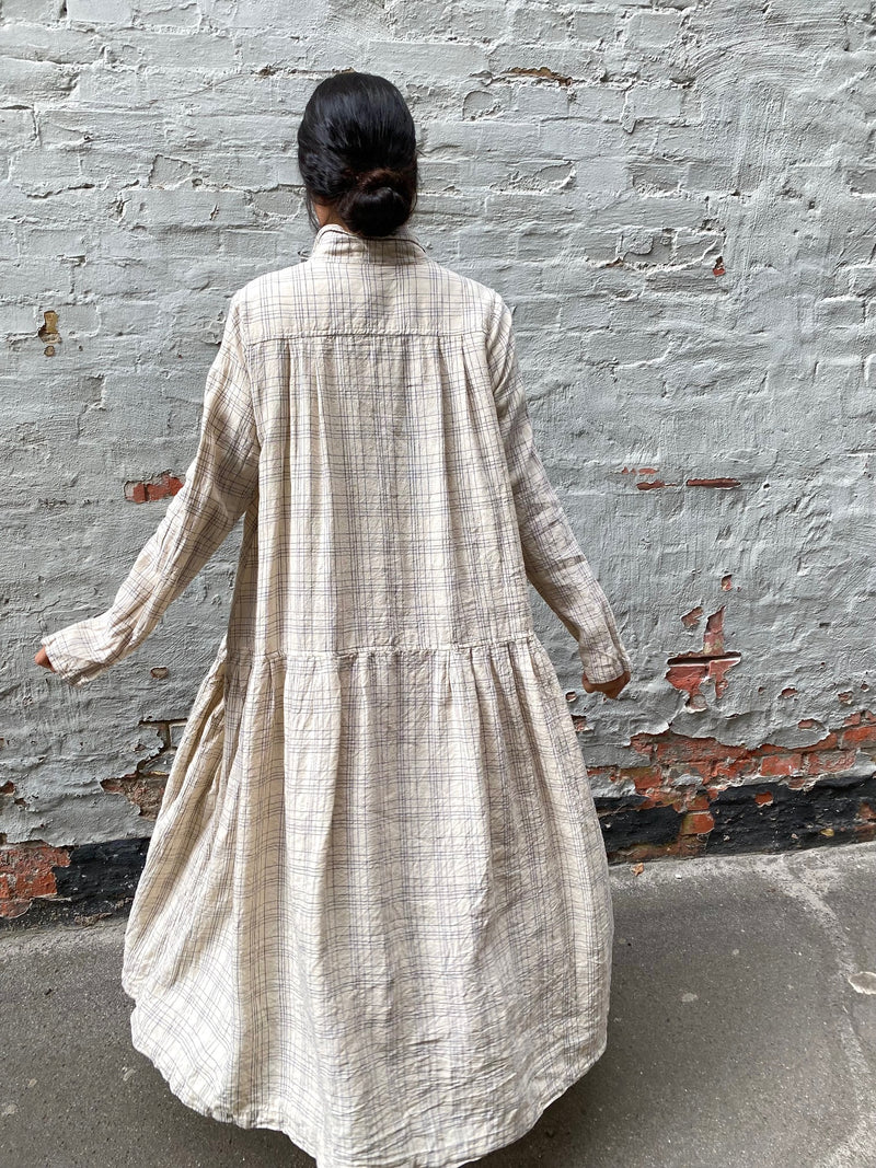 RICORRROBE - BD DRESS - TEXTURED LINEN CHECK