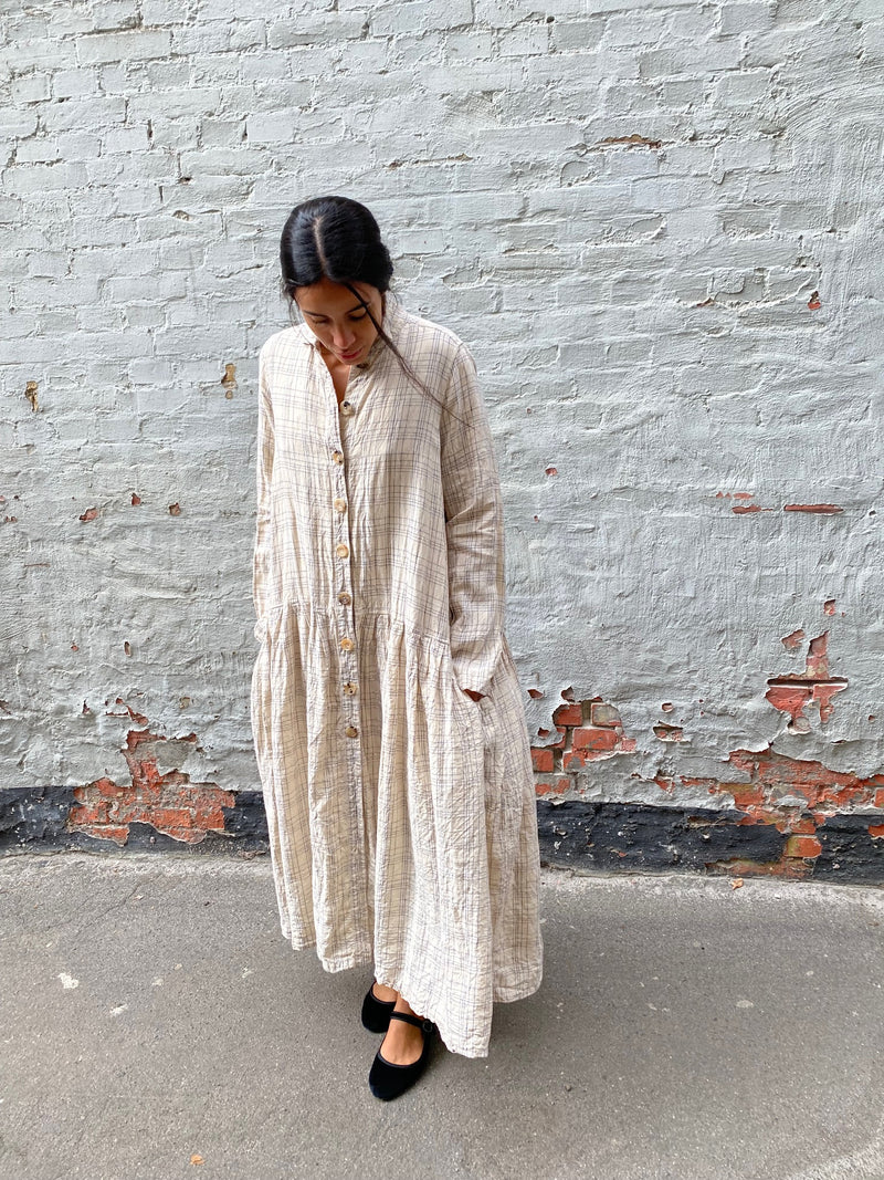 RICORRROBE - BD DRESS - TEXTURED LINEN CHECK
