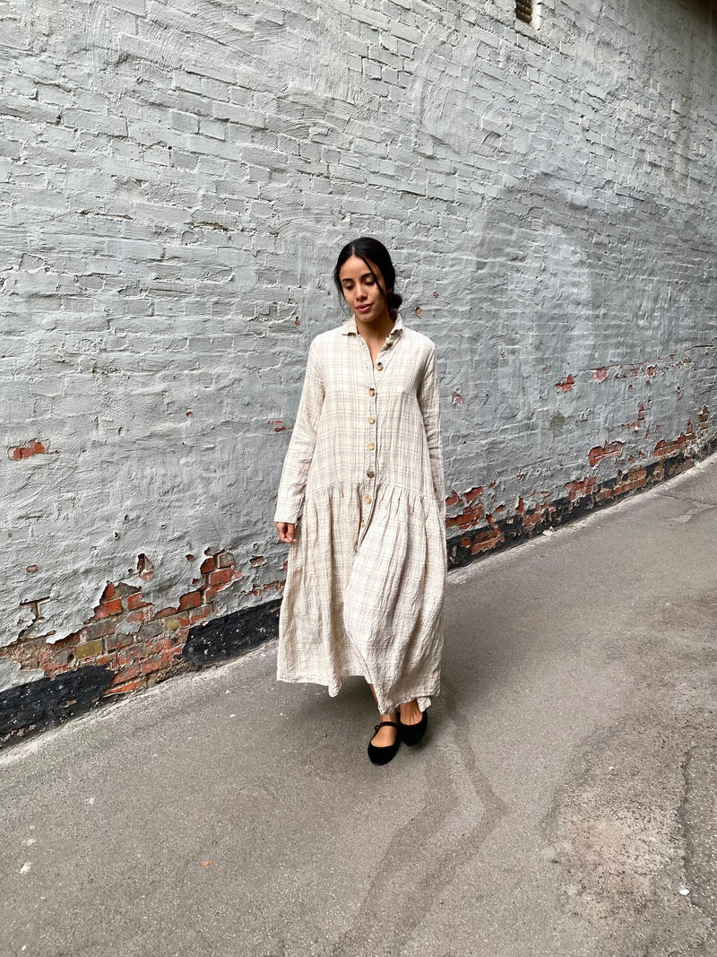 RICORRROBE - BD DRESS - TEXTURED LINEN CHECK