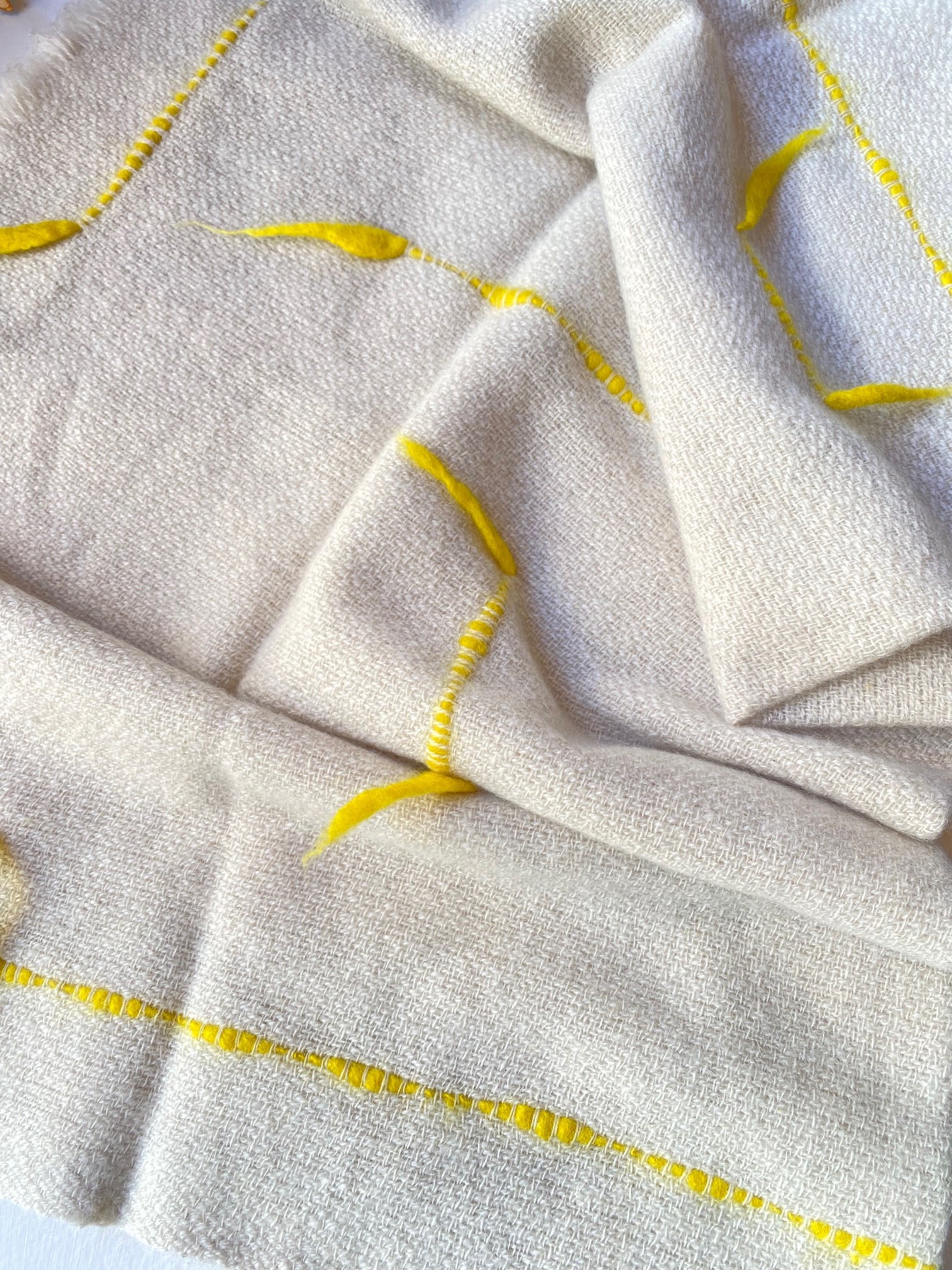 NORLHA - WILDFLOWER BABY BLANKET -  Natural White w/Yellow