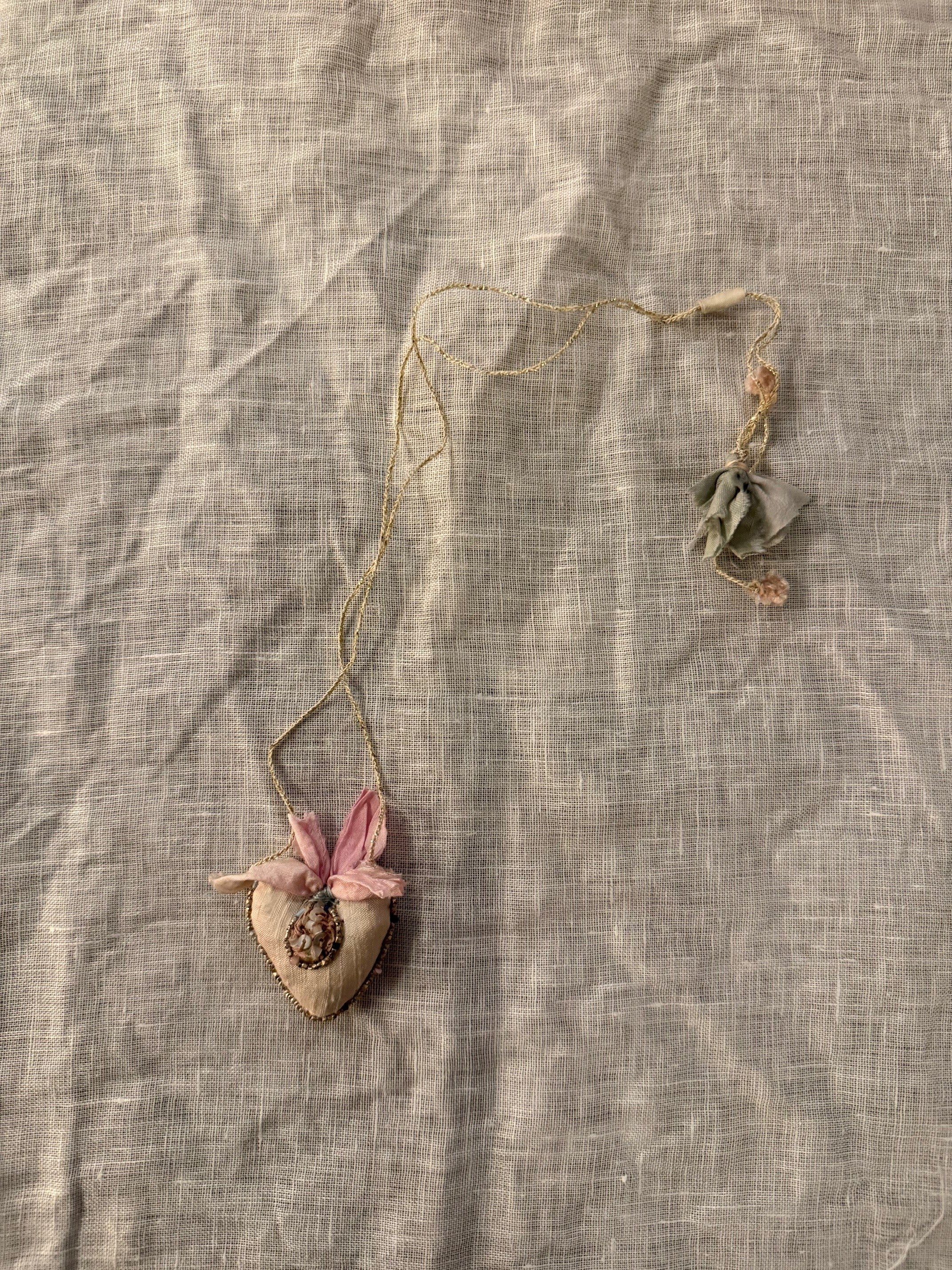 Embroidered Heart Necklace No 2