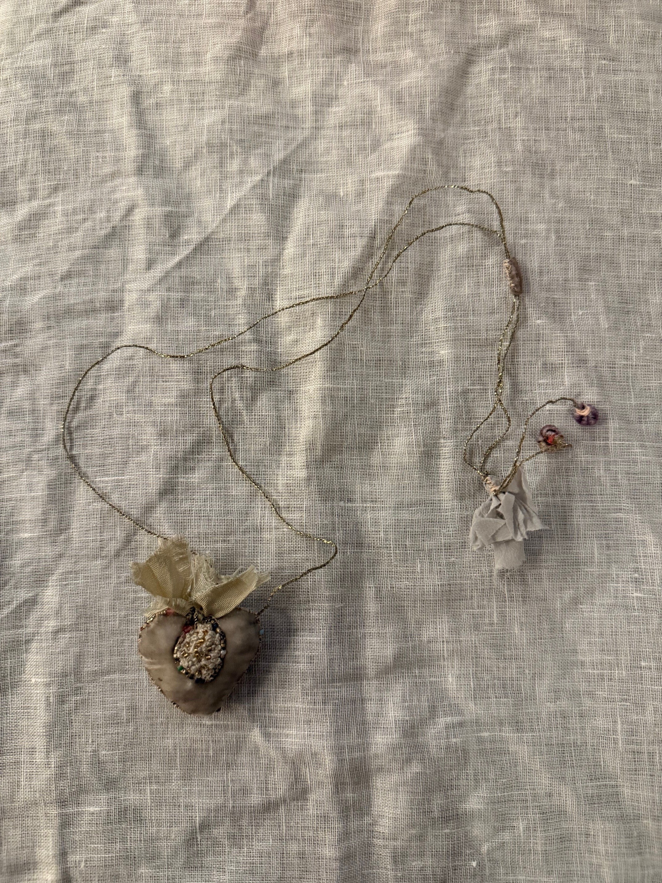 Embroidered Heart Necklace No 4