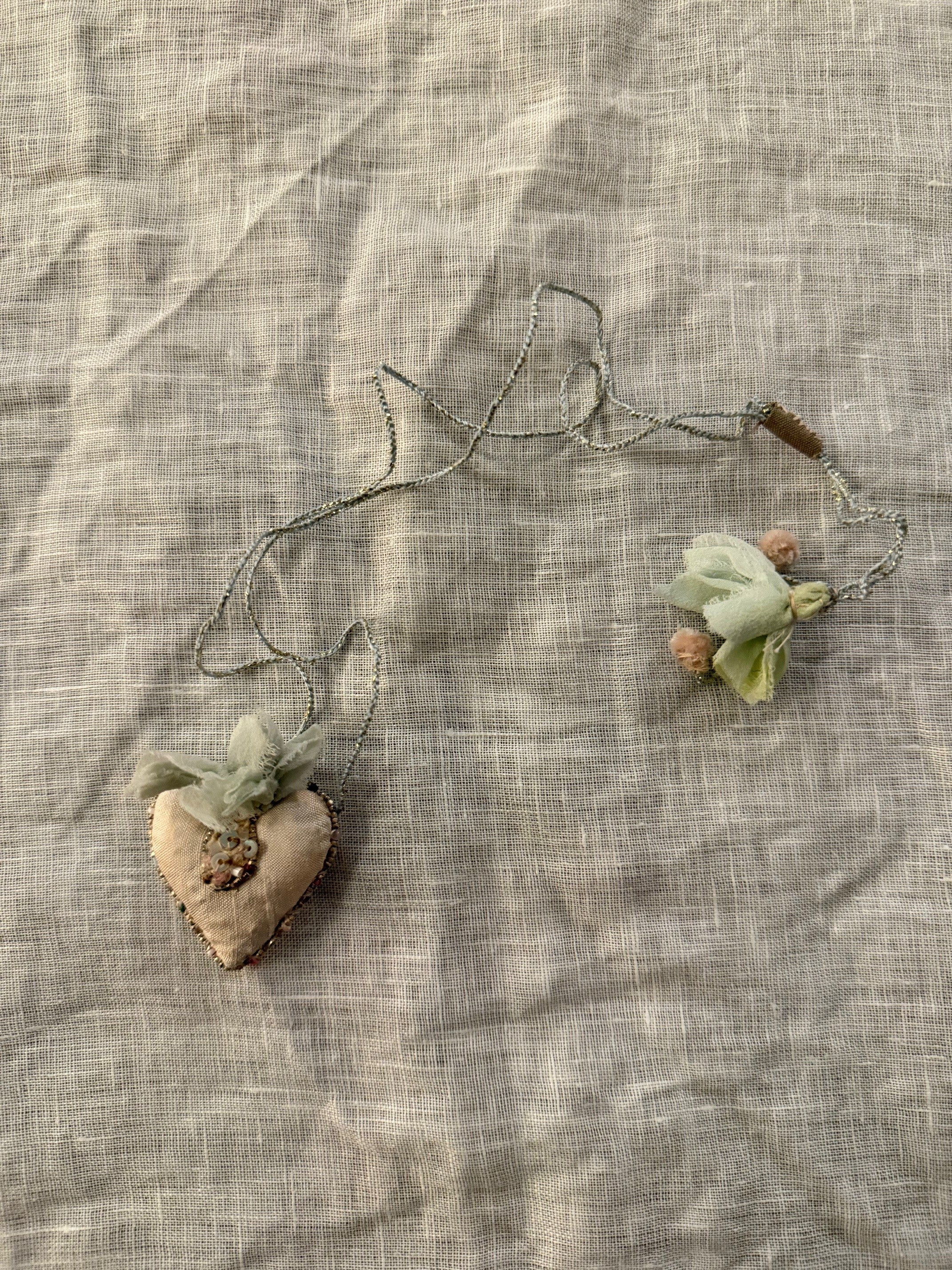Embroidered Heart Necklace No 5