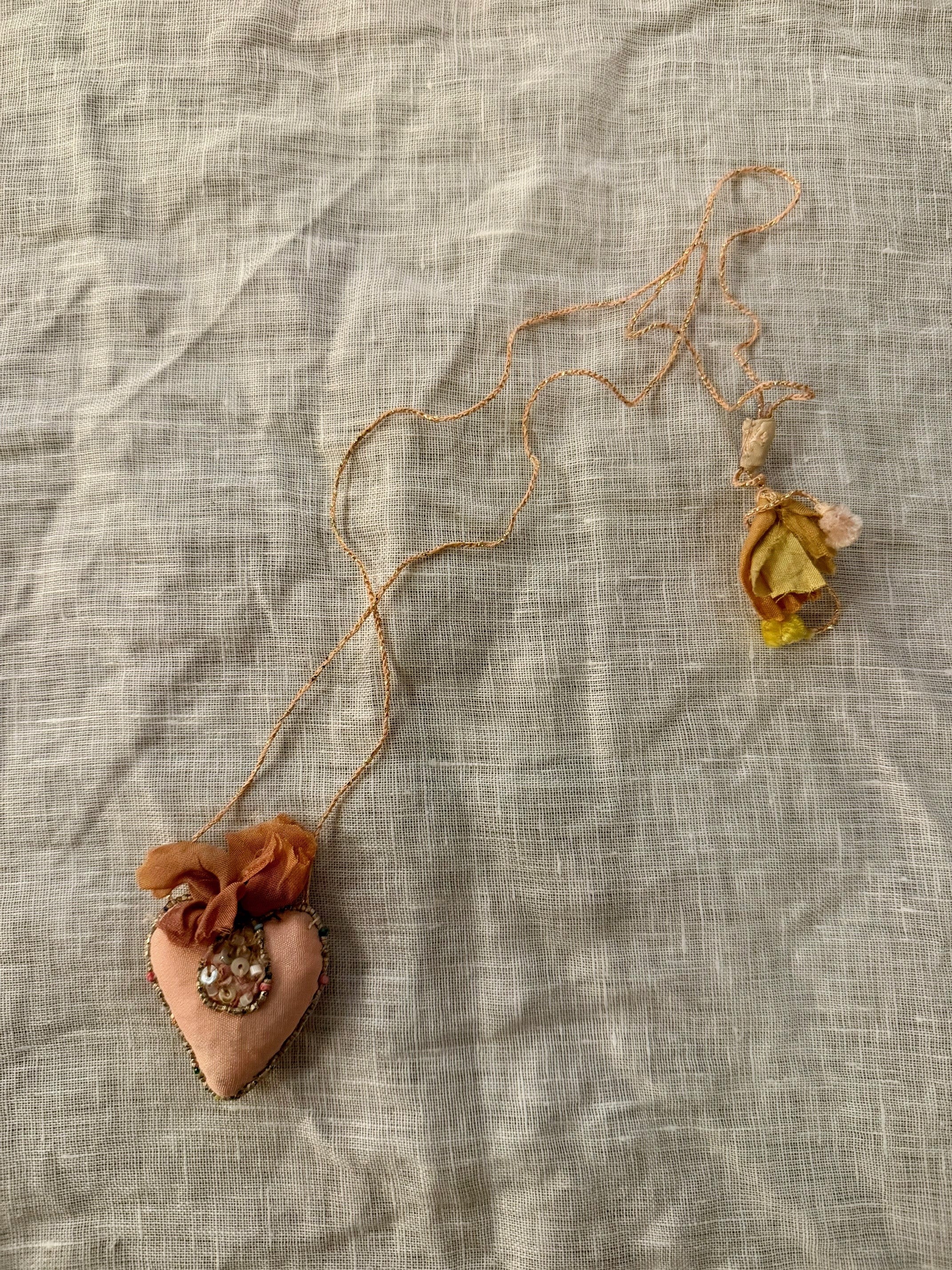 Embroidered Heart Necklace No 6