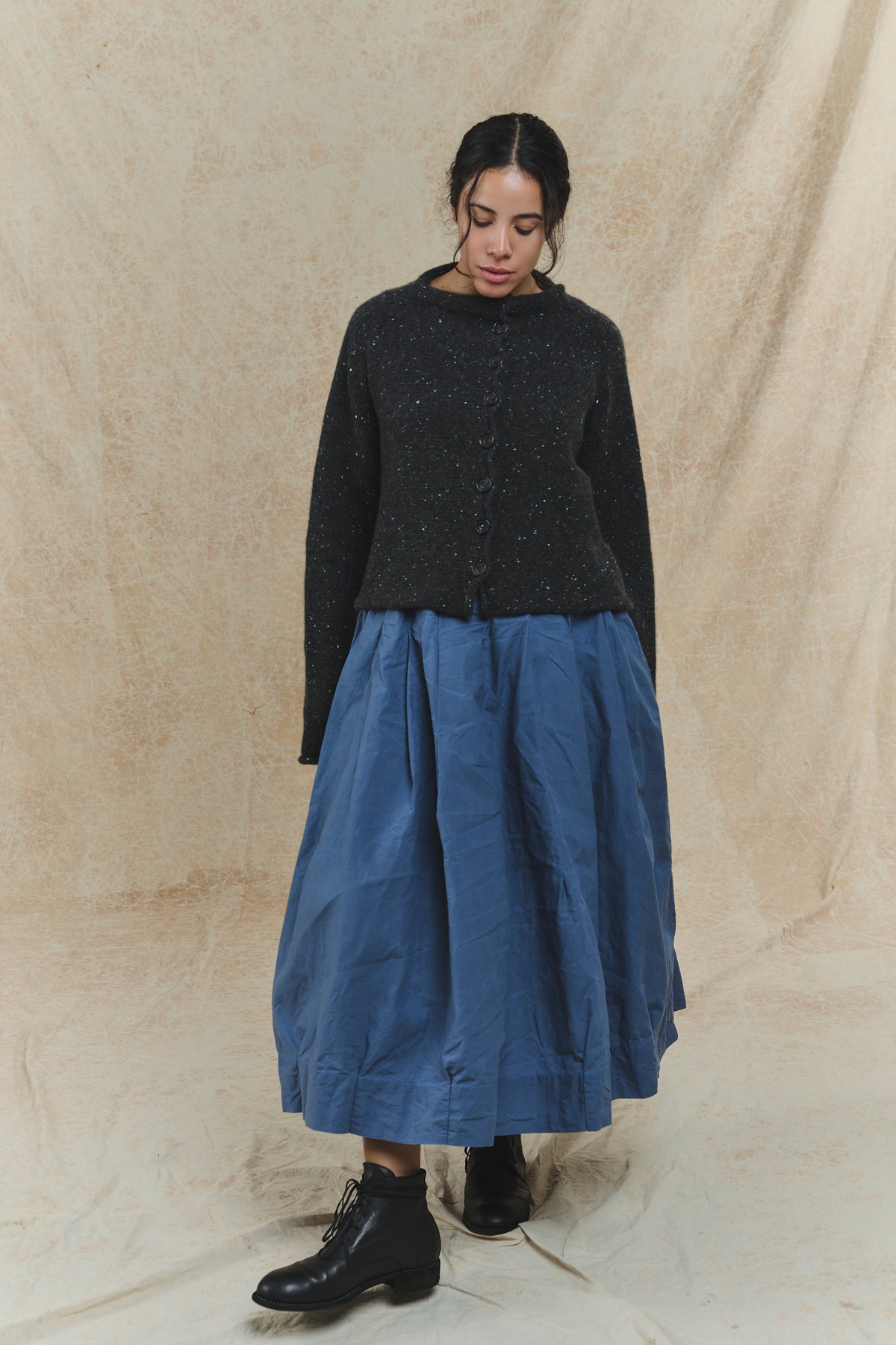 Flower Skirt - Waxed Cotton - Graphite Blue