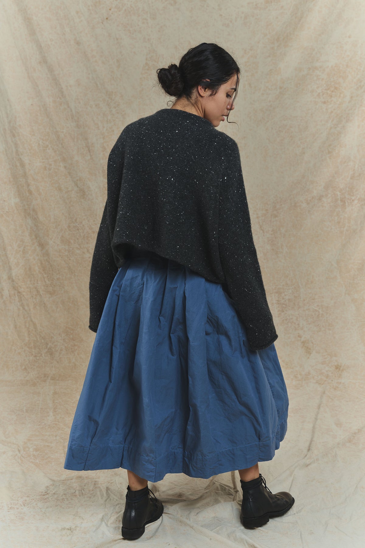 Flower Skirt - Waxed Cotton - Graphite Blue