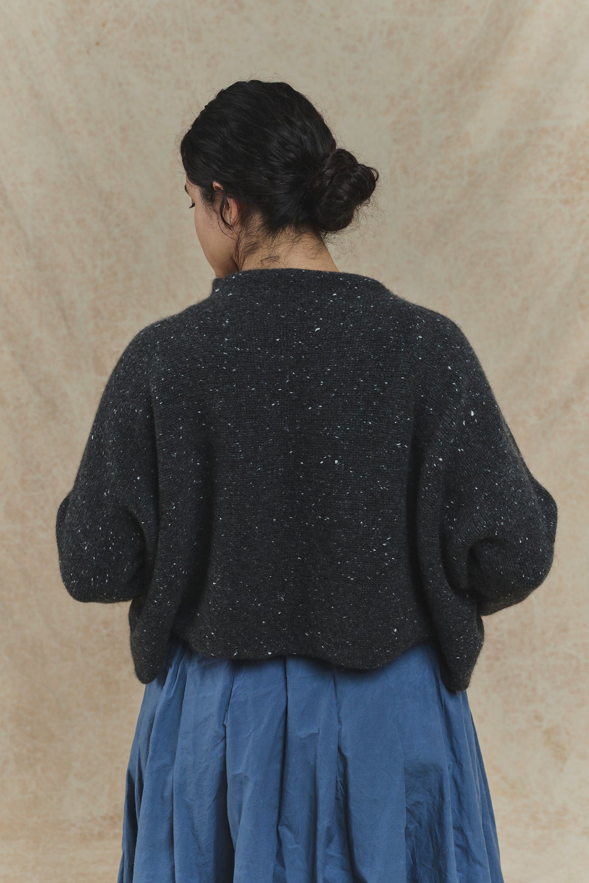 Elder Cashmere Cardigan - Black Neps