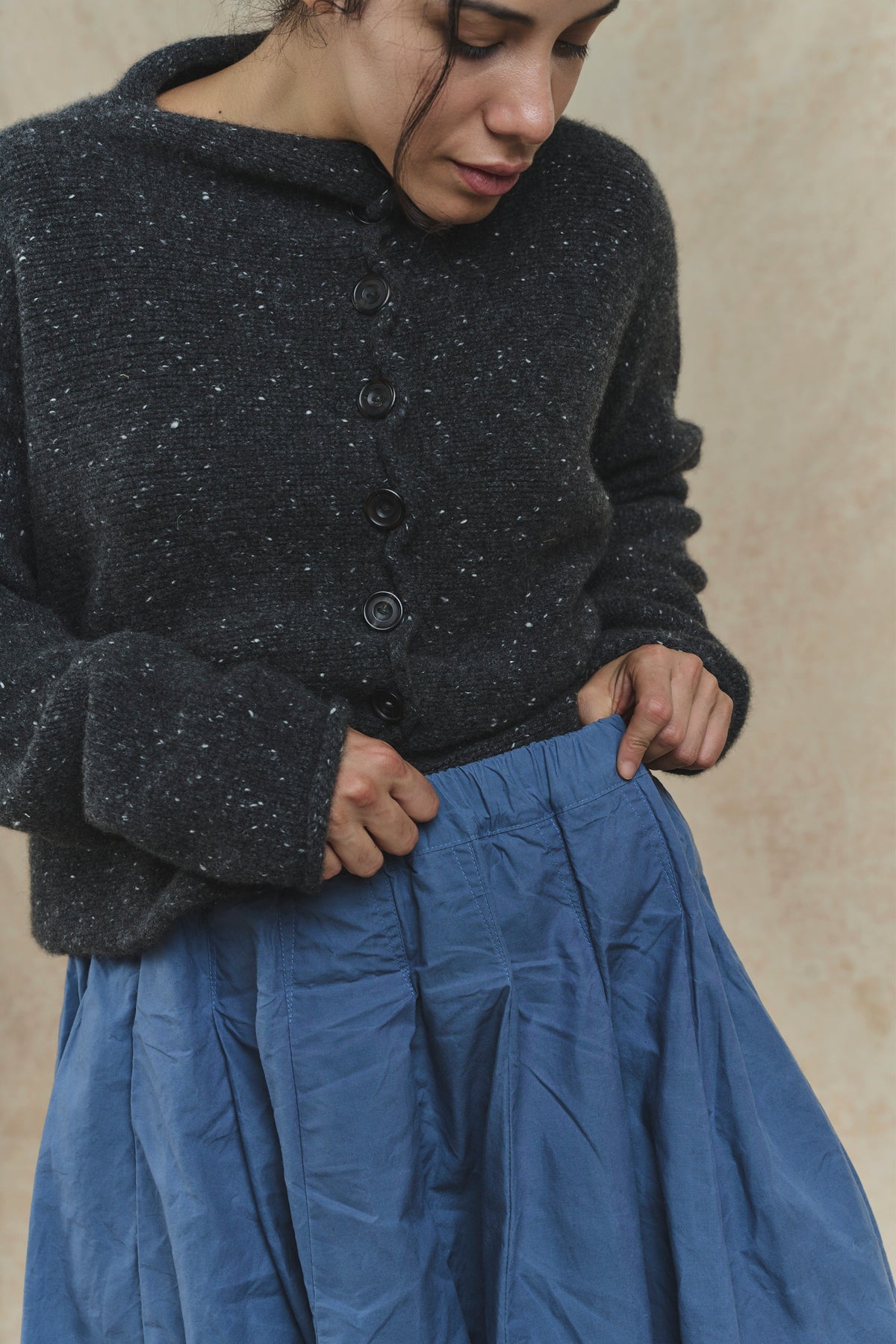 Flower Skirt - Waxed Cotton - Graphite Blue