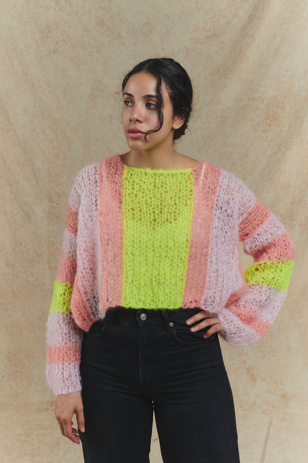 Bomm Handknit Sweater - Rose/Yellow