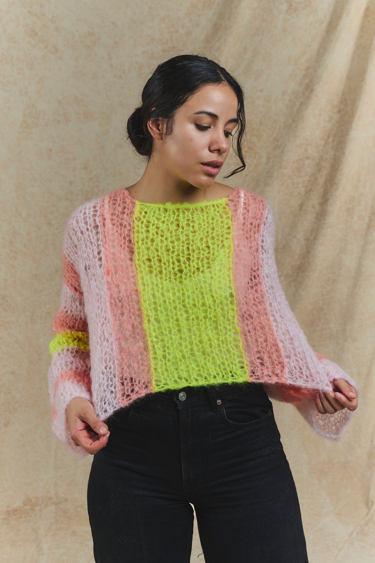 Bomm Handknit Sweater - Rose/Yellow