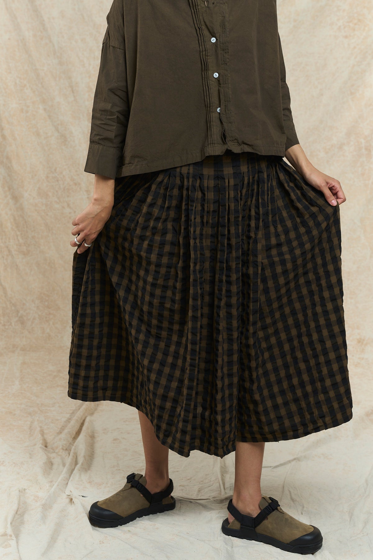 Willow Skirt - Gingham Cotton - Bistre
