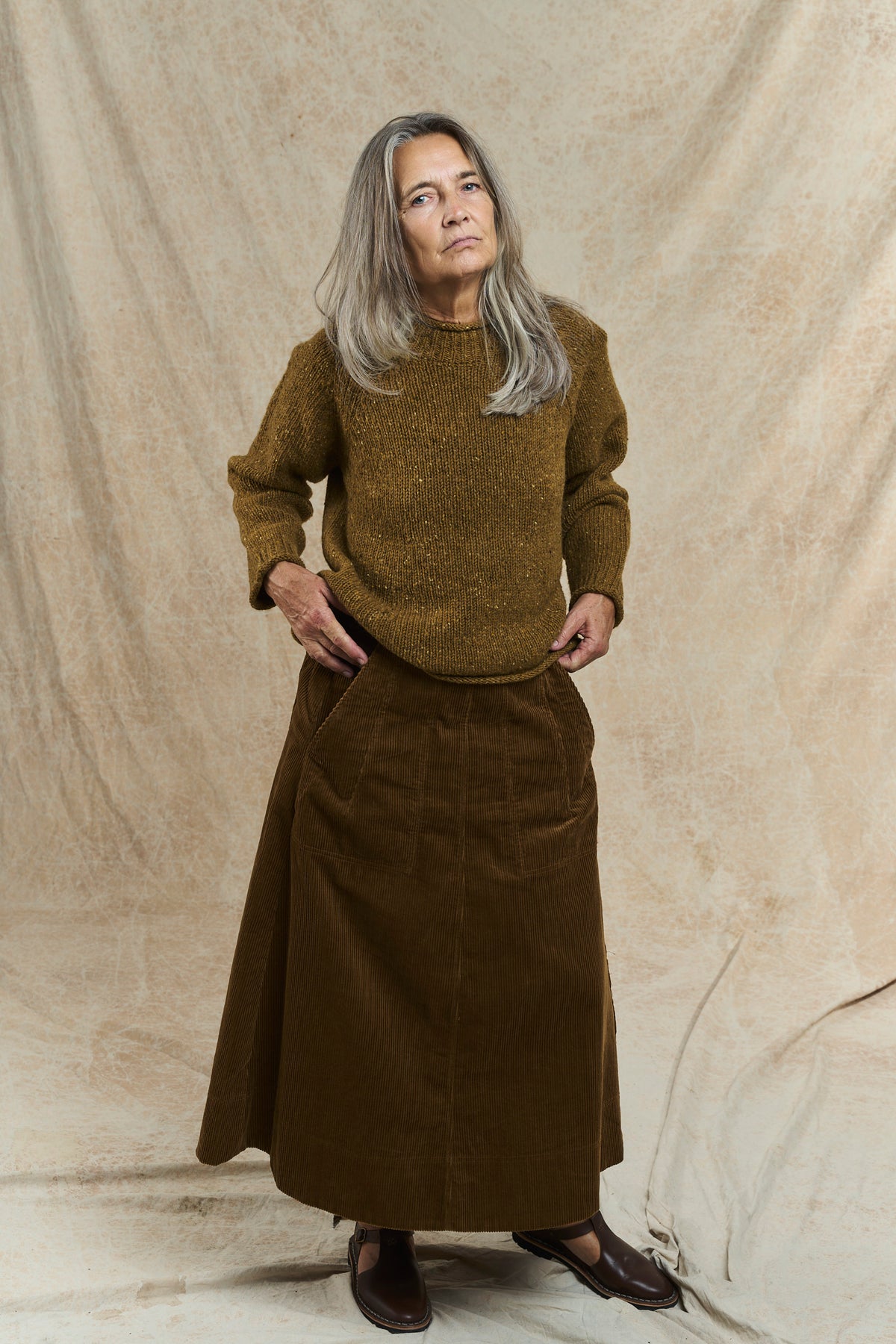 Organic Cord A Line Skirt - Golden Amber