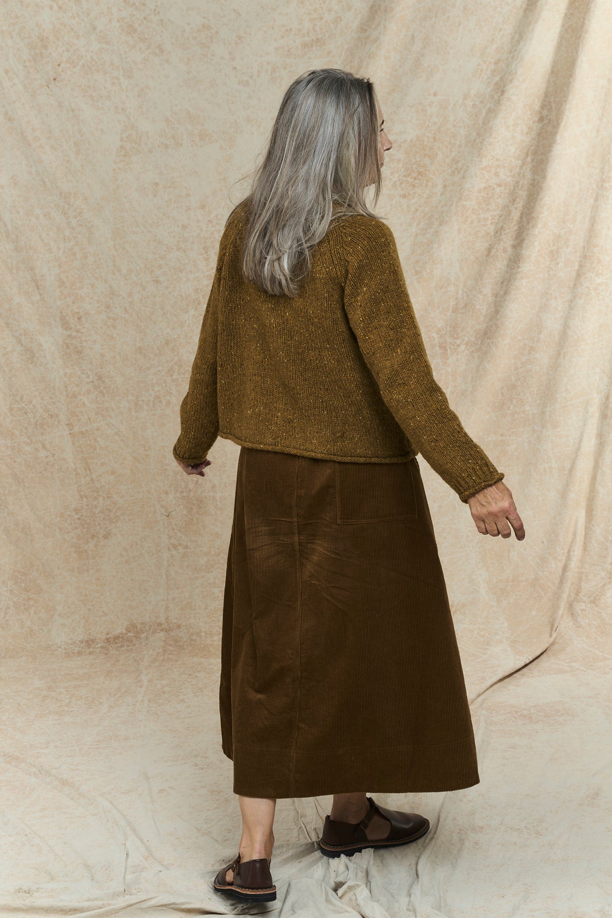 Organic Cord A Line Skirt - Golden Amber