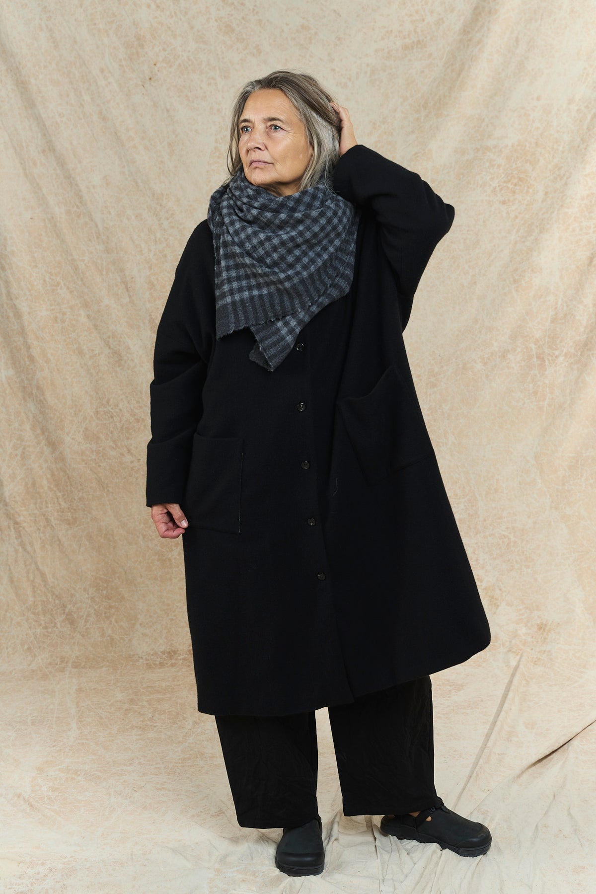 Cashmere Stole - P2118/TS1027 - Anthracite Grey Check