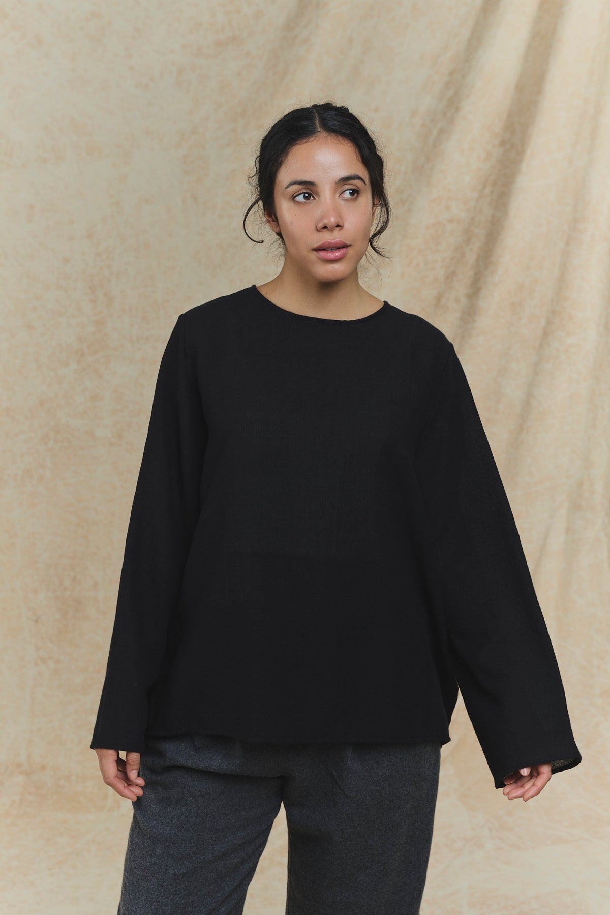 Wool Blouse - P2082/TS992 - Black