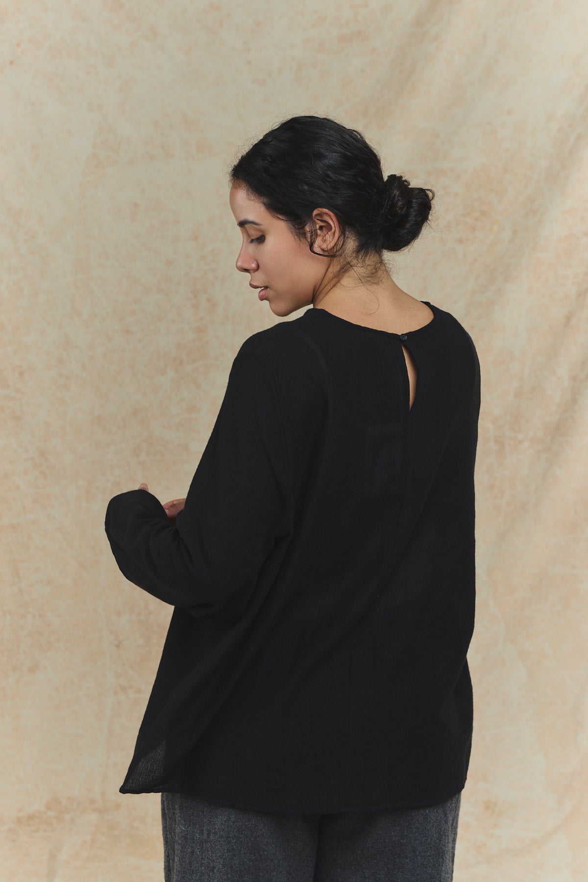 Wool Blouse - P2082/TS992 - Black