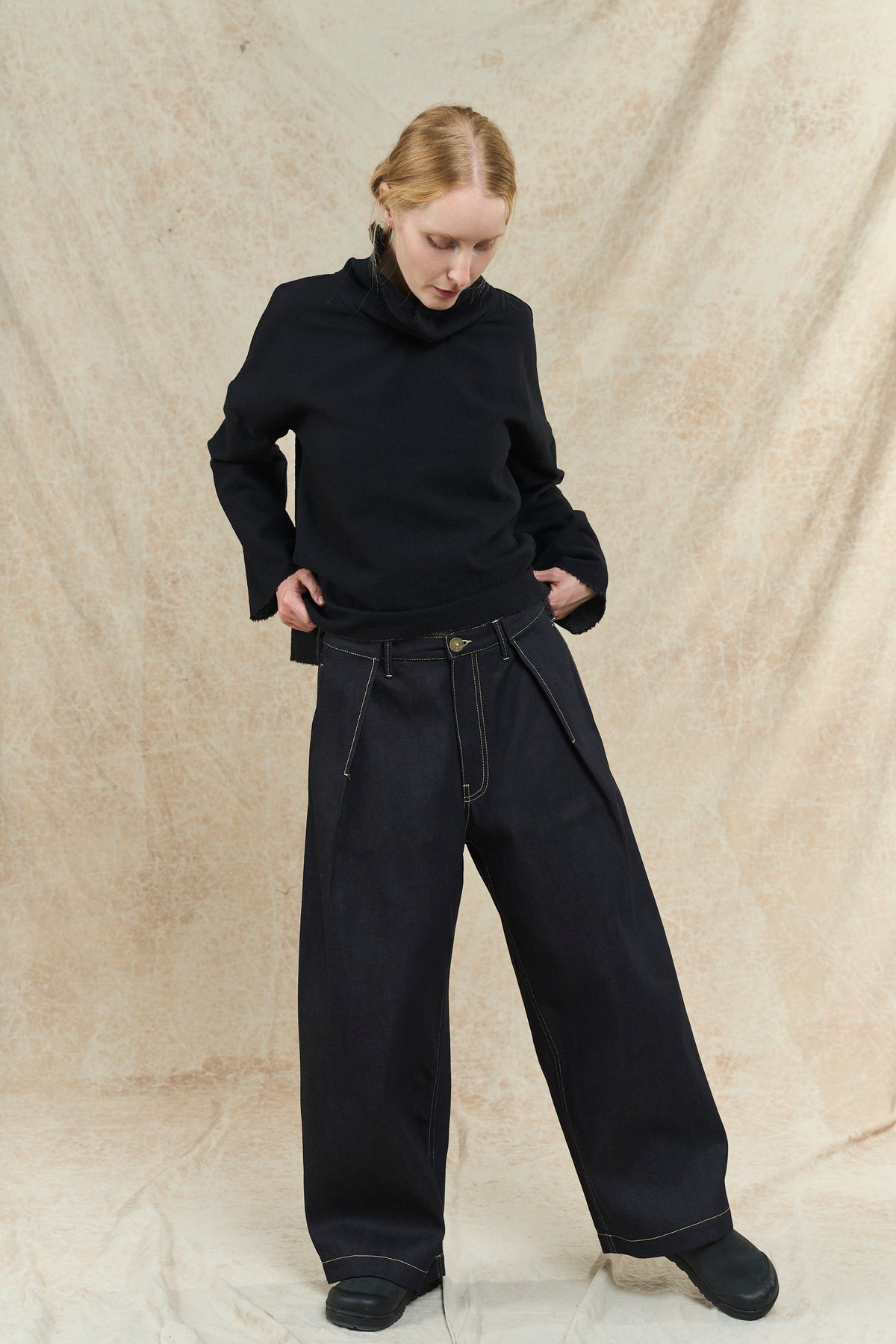 Single Pleat Jean - Raw Indigo Denim