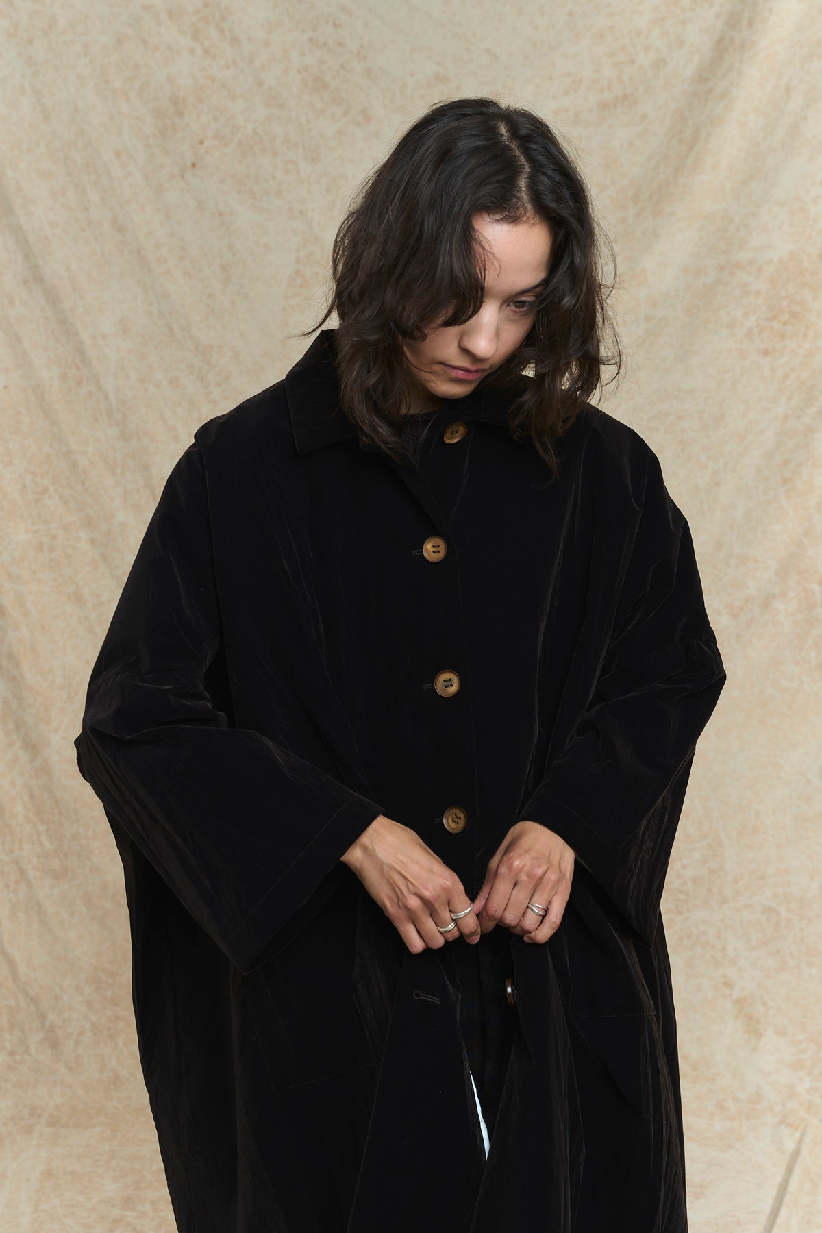Coat - Technical Velvet - Cara 26206 - Dark Brown