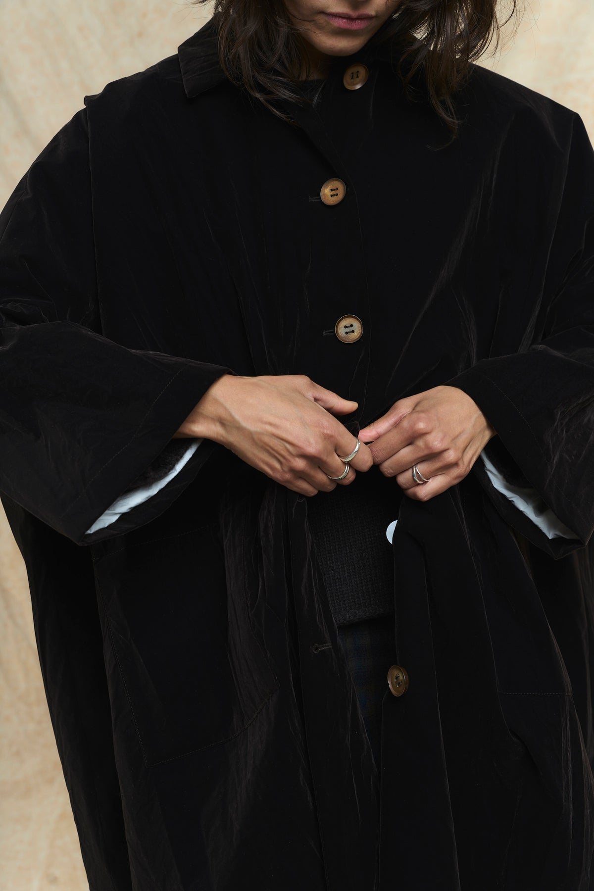 Coat - Technical Velvet - Cara 26206 - Dark Brown