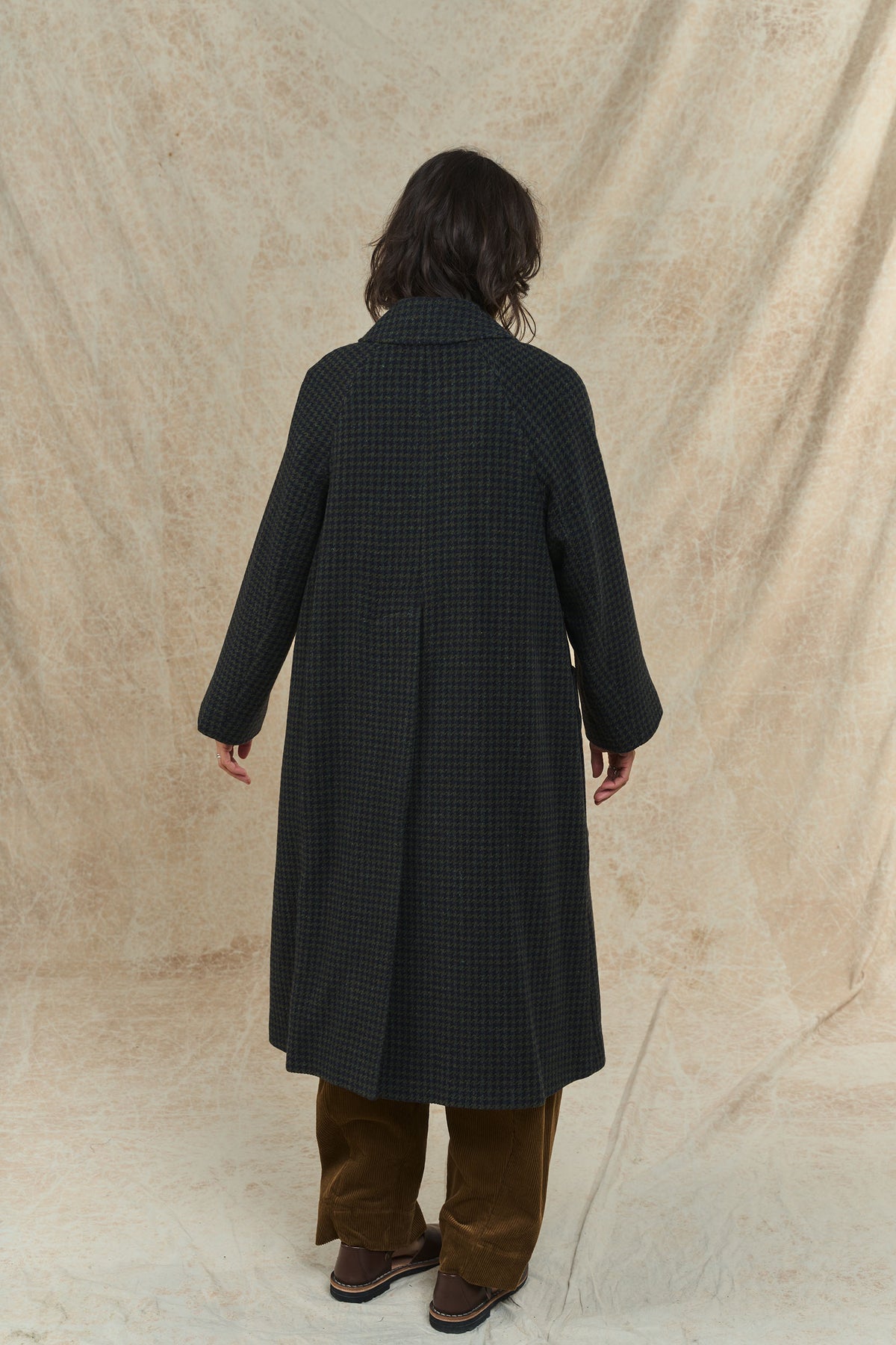 Frankie Check Wool Raglan Coat - Olive/Black