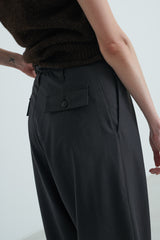 WRIGHT + DOYLE - Double Pleat Trousers - Cacao & Ink pinstripe