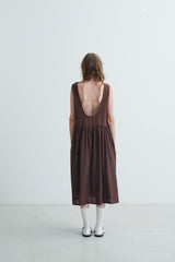 Deep Back Dress - Brown