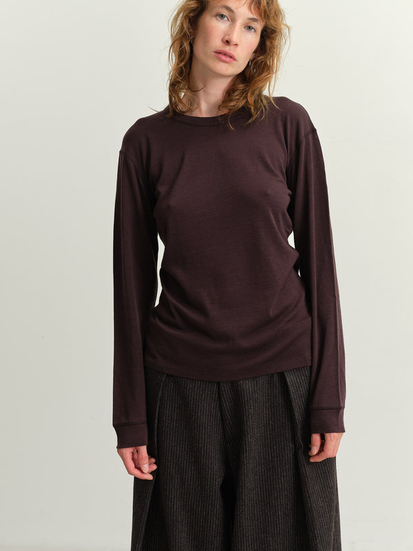 WRIGHT + DOYLE - MERINO LONG SLEEVE TOP - CACAO