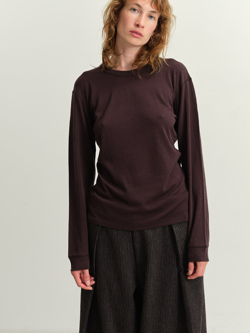 WRIGHT + DOYLE - MERINO LONG SLEEVE TOP - CACAO
