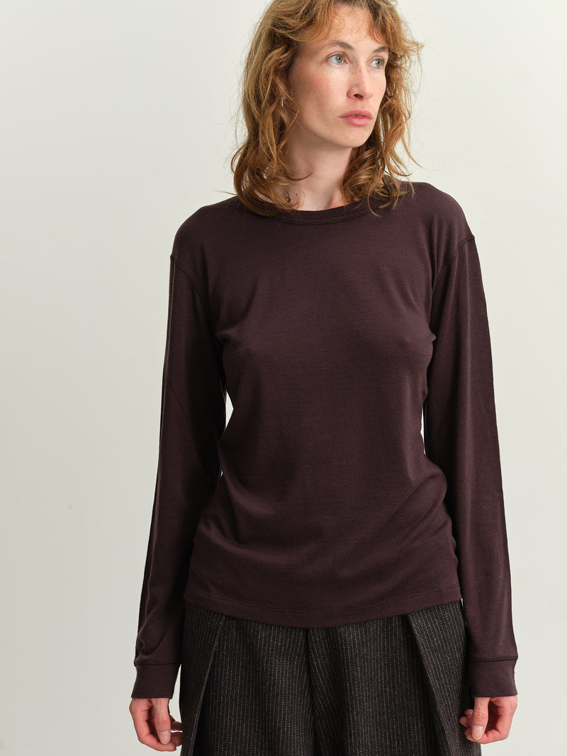 WRIGHT + DOYLE - MERINO LONG SLEEVE TOP - CACAO
